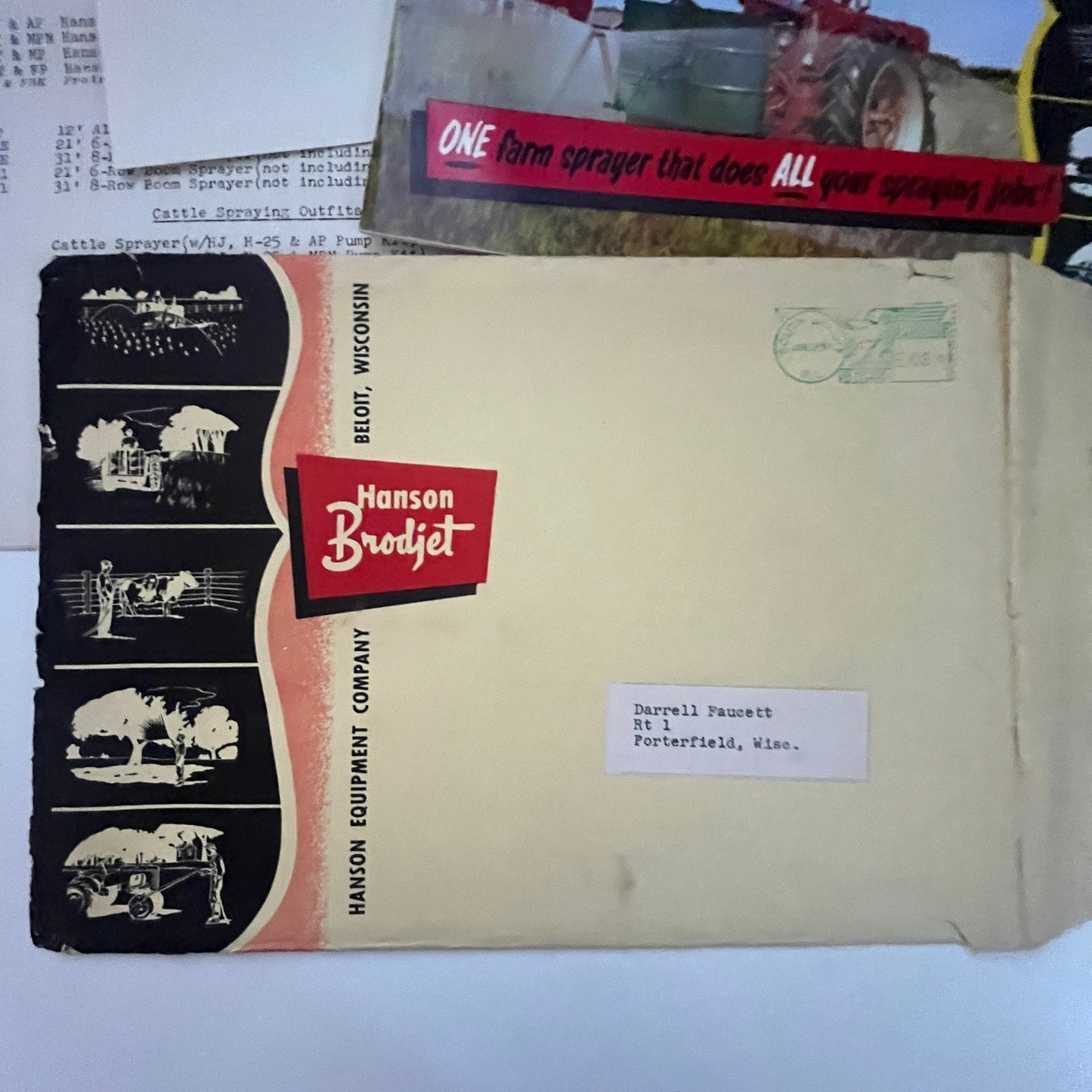 1956 Hanson Equipment Company Brodjet Beloit WI Farming Ephemera AJ3-1