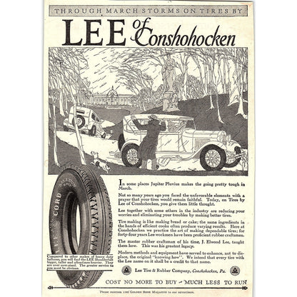 Lee of Conshohocken Lee Tire & Rubber Co Conshohocken PA 1926 Ad AG3-7