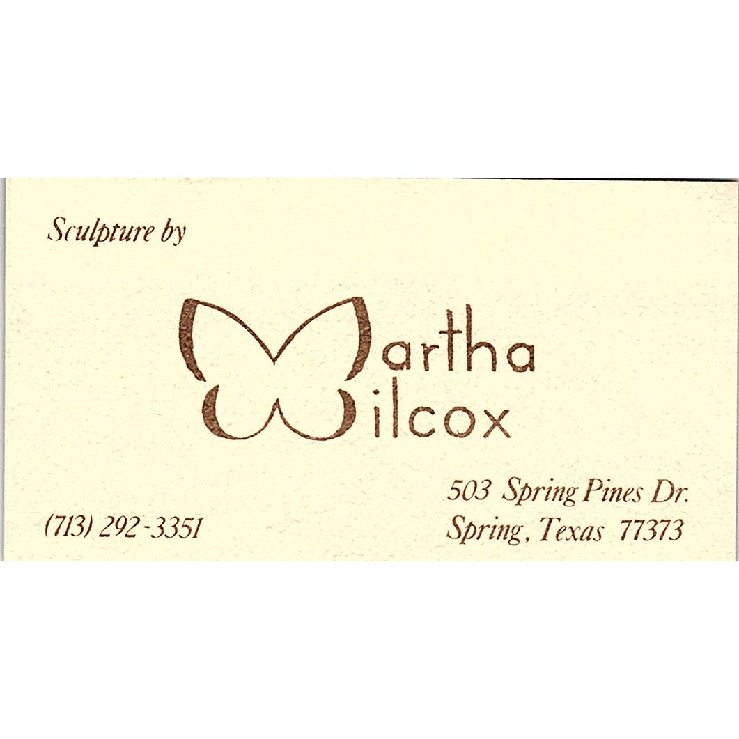 Martha Wilcox Sculpture Artist Spring TX Vintage Business Card SE3-B11