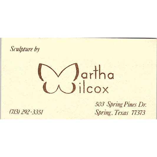 Martha Wilcox Sculpture Artist Spring TX Vintage Business Card SE3-B11