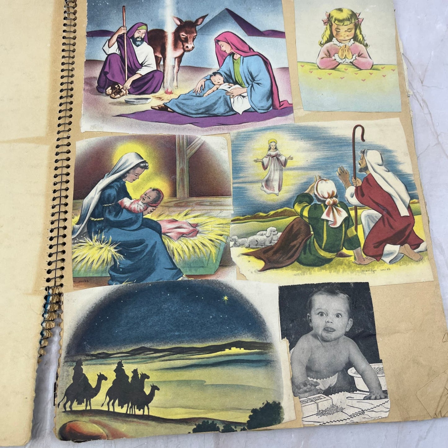 1950s Children's Scrapbook of Pictures Mostly Religious and Animals FL6-2