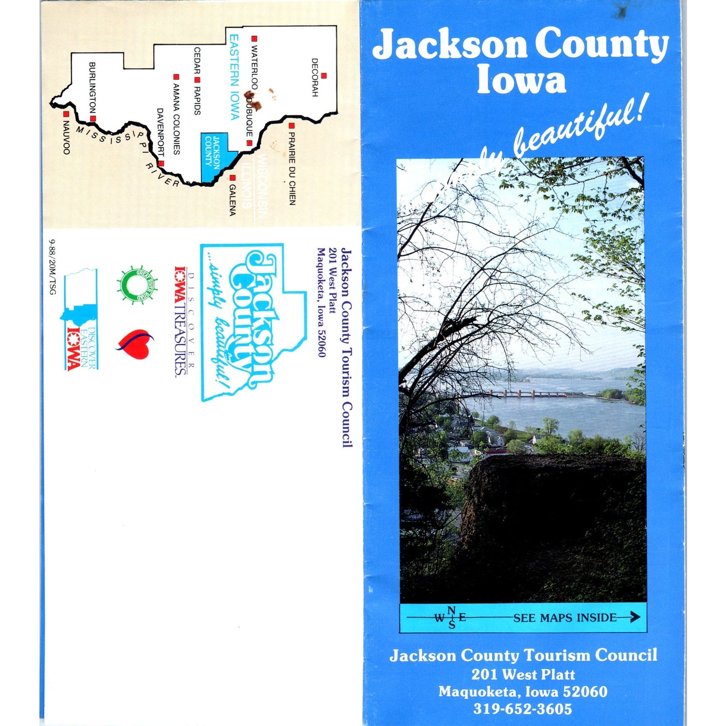 Vintage Jackson County Maquoketa Iowa Map & Fold Out Travel Brochure TF4-B1