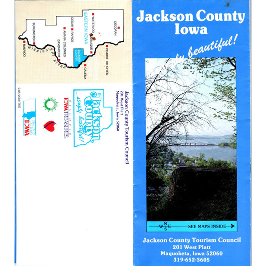 Vintage Jackson County Maquoketa Iowa Map & Fold Out Travel Brochure TF4-B1