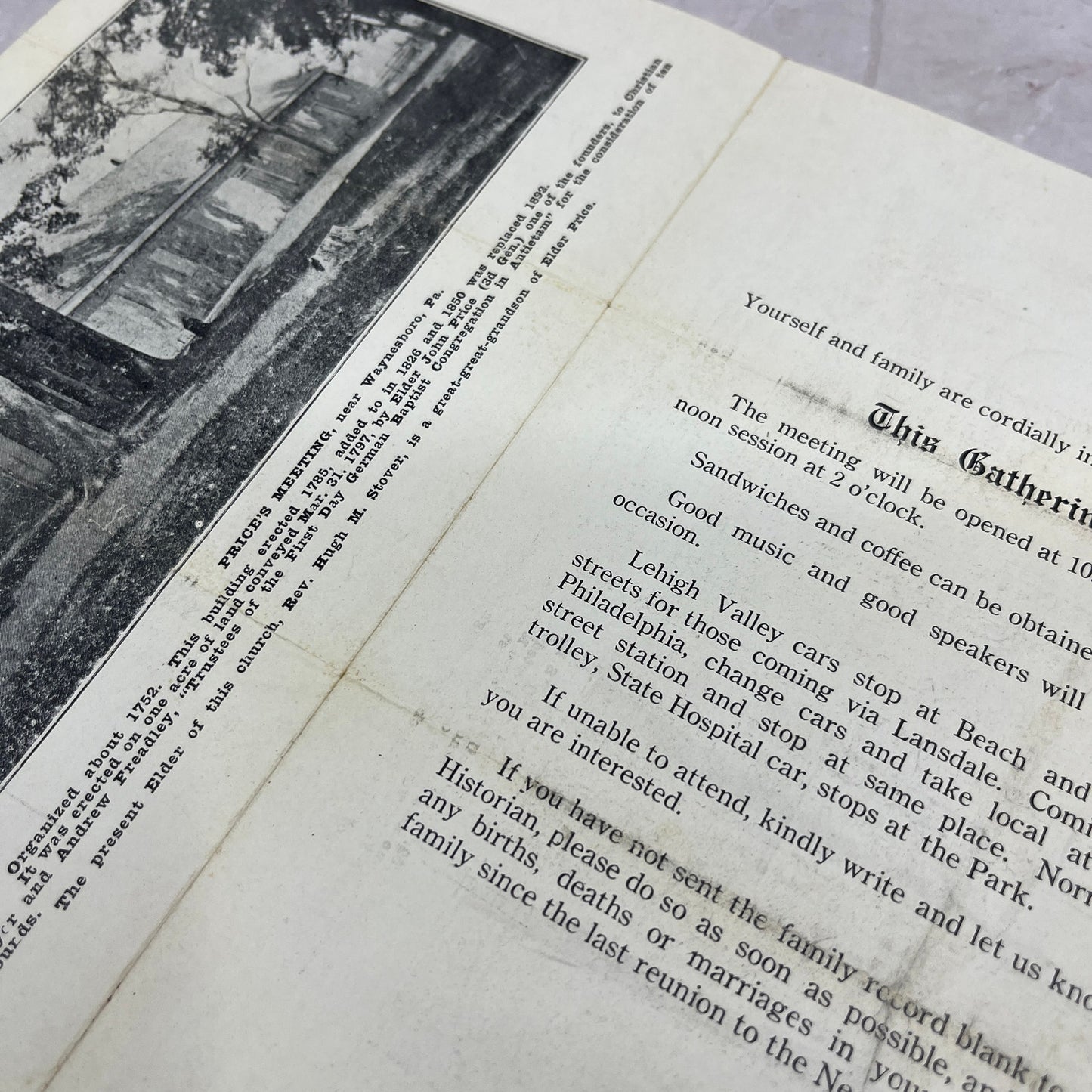 1923 Price Family Reunion Invitation Norristown William S. Price Royersford D22