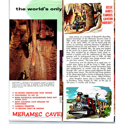 Vintage Meramec Caverns St. Louis MO Fold Out Travel Brochure TF4-B1