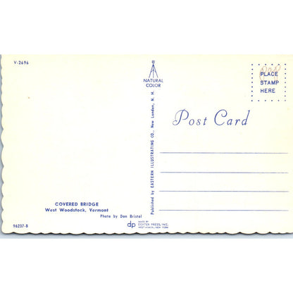 West Woodstock Vermont Covered Bridge Postcard PC1