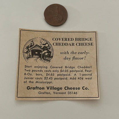 Grafton Village Cheese Co. Covered Bridge Grafton VT 1971 Magazine Ad SAG4-S14