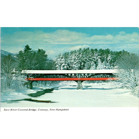 Saco River White Mountains Conway New Hampshire Covered Bridge Postcard PB13