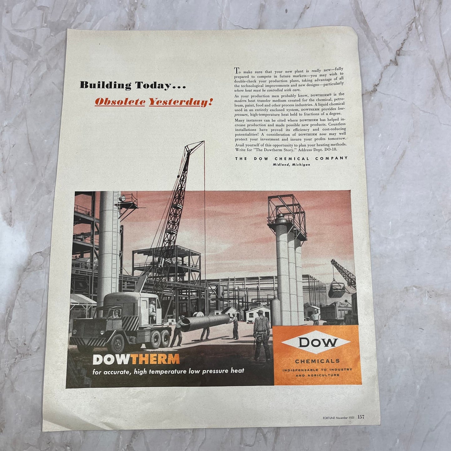 Dow Chemicals Dowtherm Midland Michigan 1951 Magazine Ad FL6-10