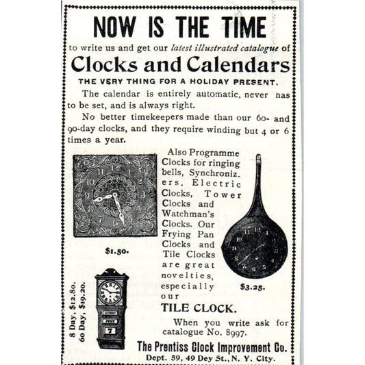 The Prentiss Clock Improvement Co New York 1897 Victorian Ad AE9-TS10