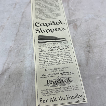 Capitol Slippers Wiley-Bickford-Sweet Co Worcester MA 1924 Magazine Ad FL6-11