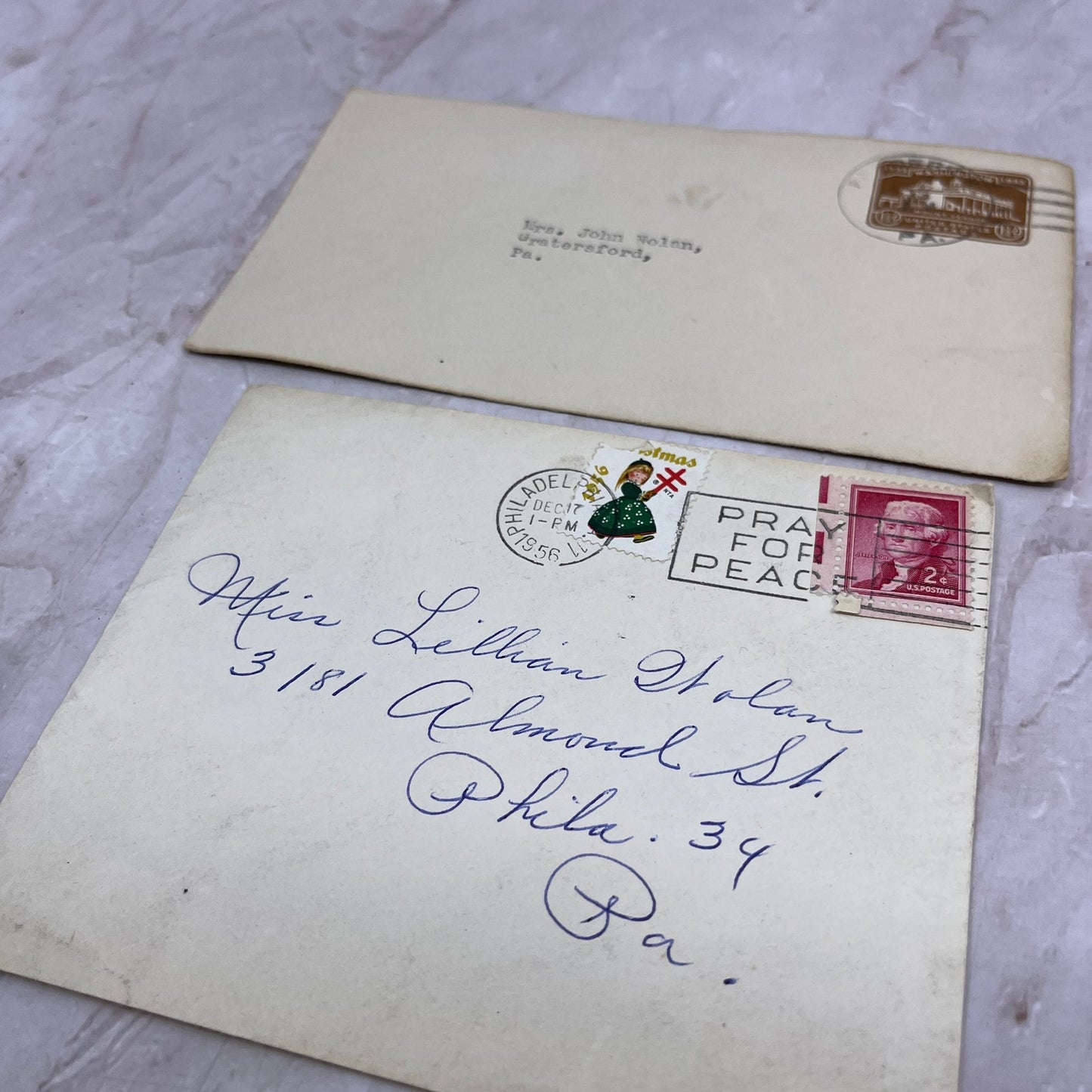 1950s Lot John & Lillian Nolan Graterford Philadelphia PA Envelopes TI5-E-11
