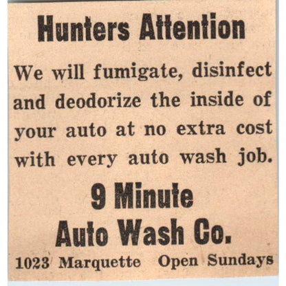 9 Minute Auto Wash Co. Marquette 1935 Minneapolis Journal Advertisement AE7-H2