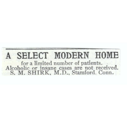 A Select Modern Home S.M. Shirk Stamford CT 1903 Magazine Ad AF7-SS2
