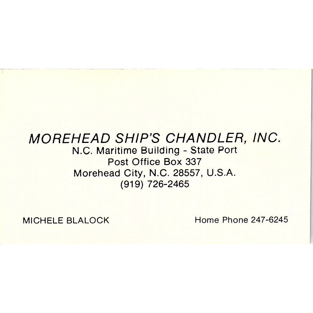 Michele Blalock Morehead Ship's Chandler Morehead City NC Business Card SD9-B9