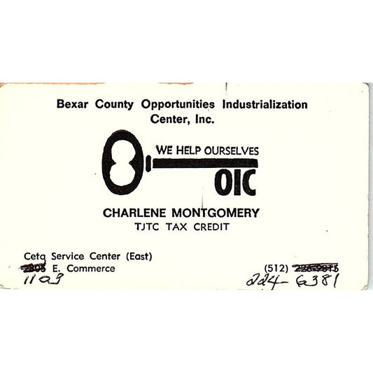 Bexar County Opportunities Industrialization Center Vintage Business Card SF3-B3
