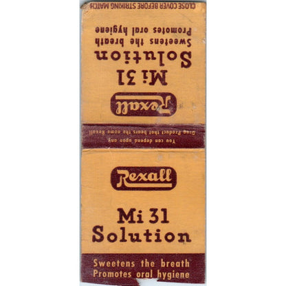 Rexall Mi 31 Solution Vintage Matchbook Cover SF4-Y5