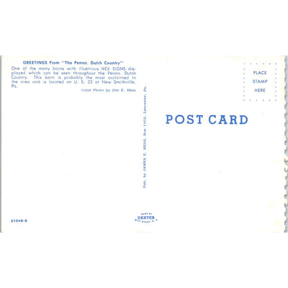 Amish Hex Sign Red Barn Pennsylvania Dutch Country Postcard PD8