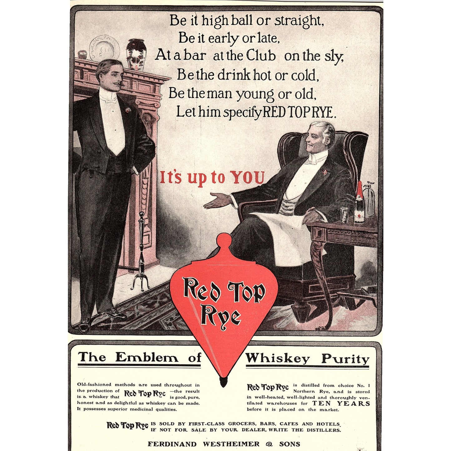 Red Top Rye Ferdinand Westheimer & Sons Louisville Advertisement V1-8