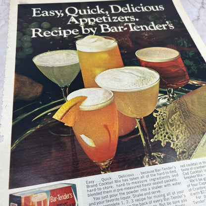 1969 Bar-Tender's Instant Whisky Sour Mix 10x13 Magazine Advertisement FL6-7