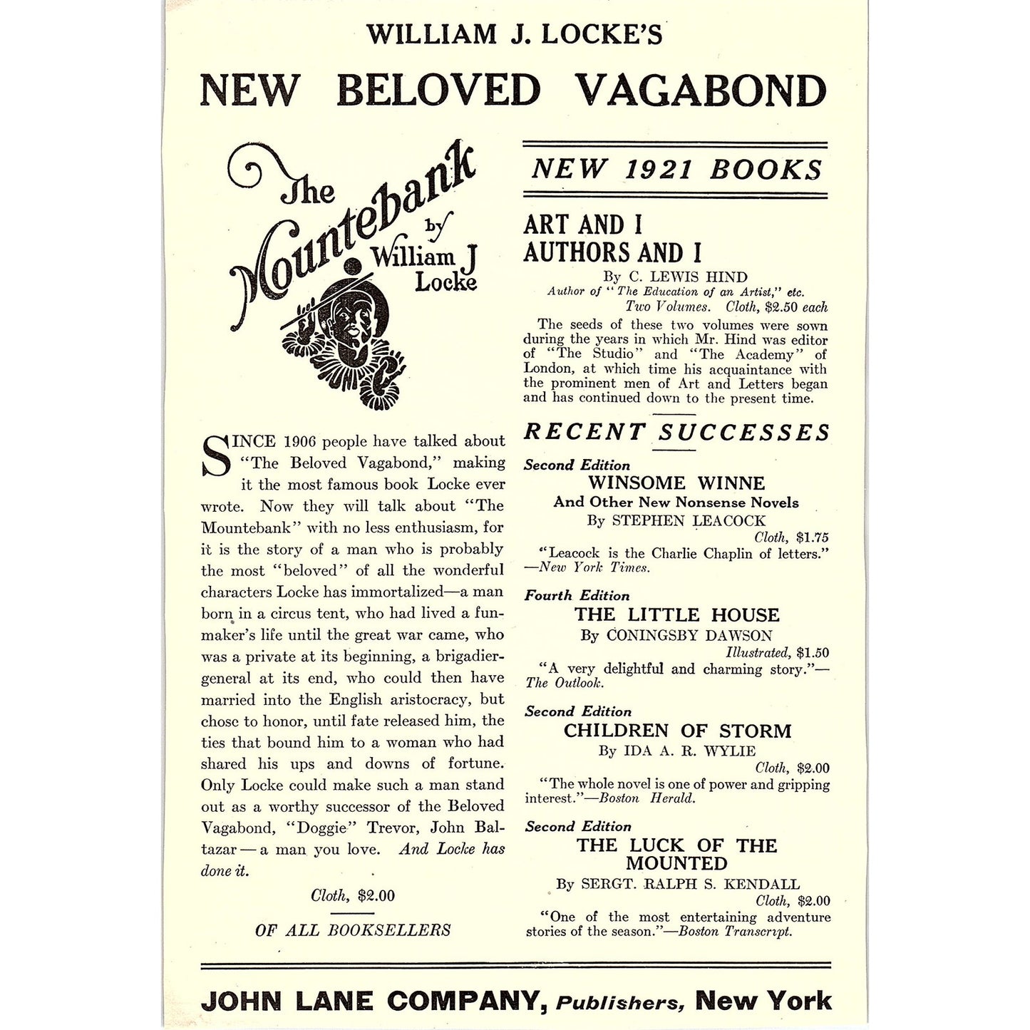 William J Locke's New Beloved Vagabond c1920 Ad AF8-10
