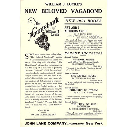 William J Locke's New Beloved Vagabond c1920 Ad AF8-10