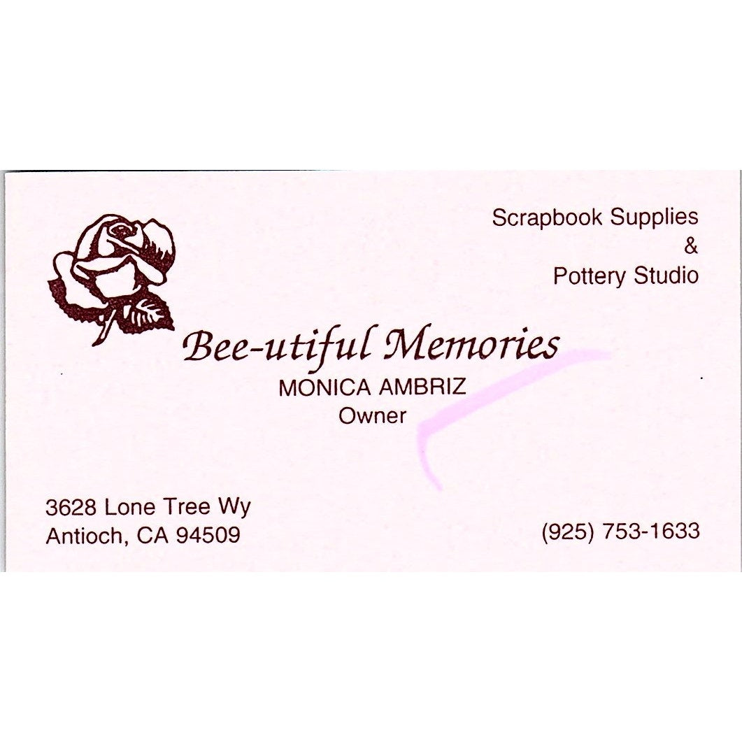 Bee-Utiful Memories Monica Ambriz Antioch CA Vintage Business Card SC9-B10