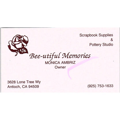Bee-Utiful Memories Monica Ambriz Antioch CA Vintage Business Card SC9-B10
