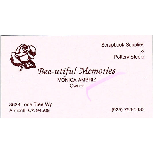 Bee-Utiful Memories Monica Ambriz Antioch CA Vintage Business Card SC9-B10