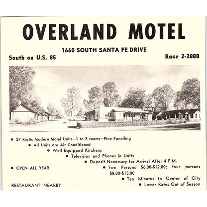 O&H Motel, Overland Motel Littleton CO 1958 Ad AG1-H1