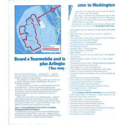 1970s Sightseeing Washington DC & Arlington Cemetery Tourmobile Brochure TF4-BC