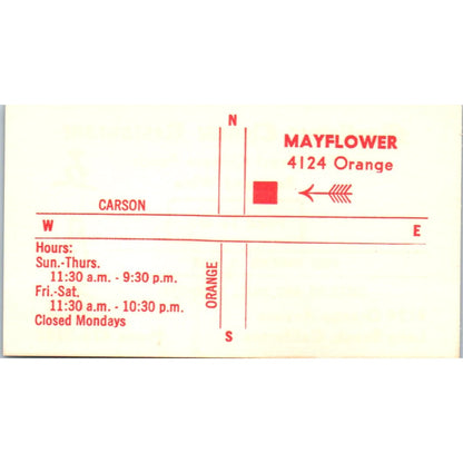 Mayflower Chinese Restaurant Long Beach CA Vintage Business Card SE3-B6