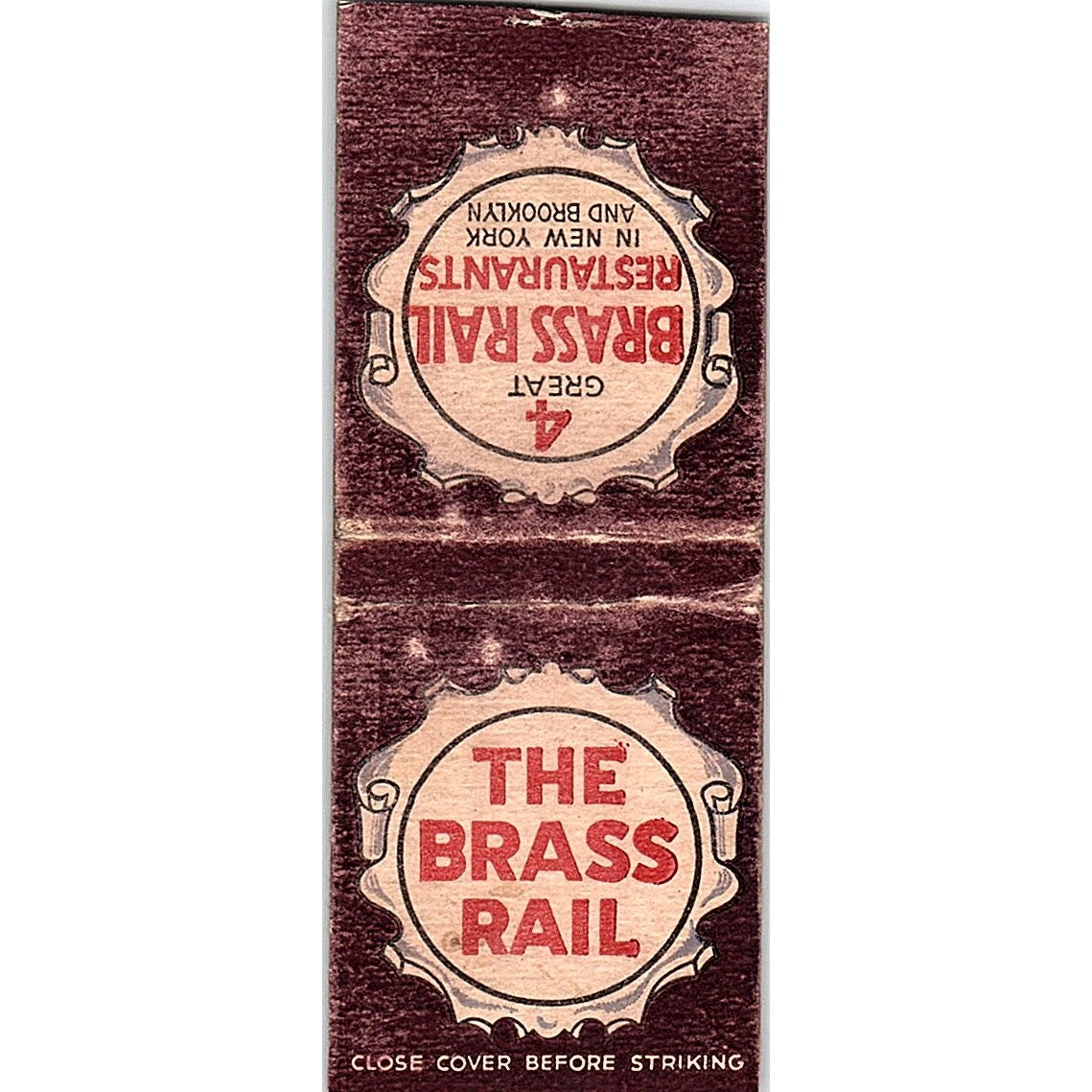 The Brass Rail Restaurants Broadway NY Vintage Matchbook Cover SF3-Y9