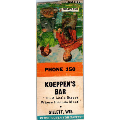 Koppen's Bar Gillett Wisconsin Vintage Matchbook Cover SD2-Y8