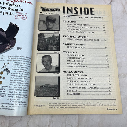 1994 April - Treasure Magazine - Treasure Hunting Prospecting Metal Detector M16