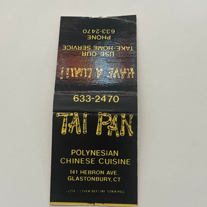 Tai Pan Polynesian Chinese Cuisine Glastonbury CT Matchbook Cover TB8-MB2-2