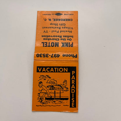 Pink Motel on the Cherokee Indian Reservation Cherokee NC Matchbook MB60-2