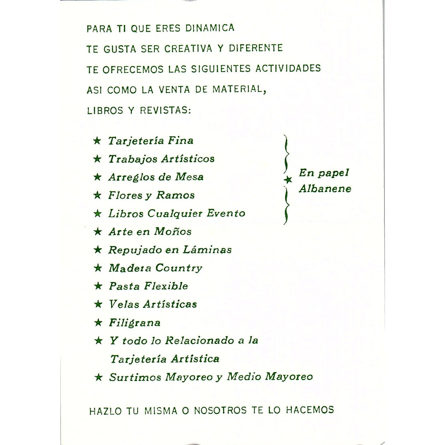 Martha S de Contreras Manualidades Marbel Mexico Vintage Business Card ML1-6