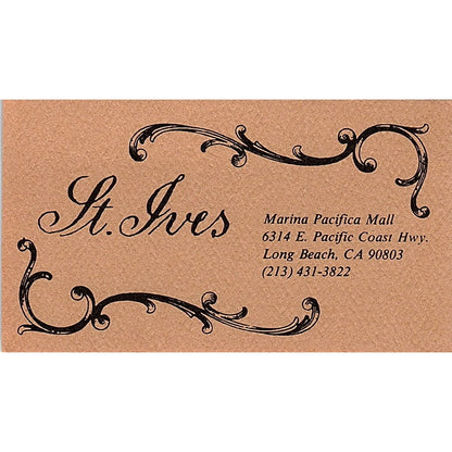St. Ives Pacific Coast Highway Long Beach CA Vintage Business Card SF3-B4
