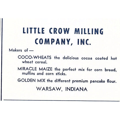 Little Crow Milling Company Inc Warsaw Indiana 1964 Ad AG1-M7