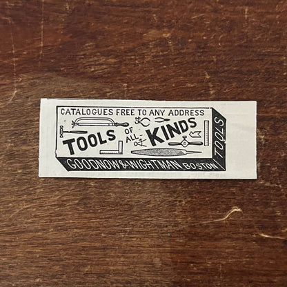 Tools - Goodnow & Wightman Boston MA Original Advertisement AD8-P29