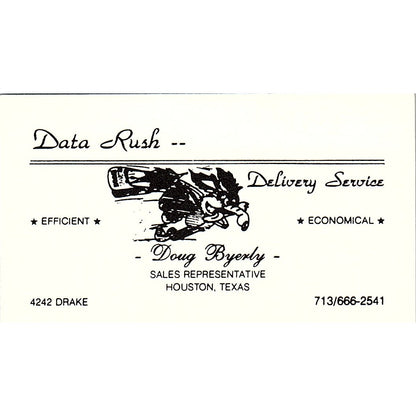 Data Rush Delivery Service Doug Byerly Houston TX Vintage Business Card SB4-B5