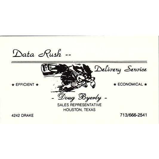 Data Rush Delivery Service Doug Byerly Houston TX Vintage Business Card SB4-B5