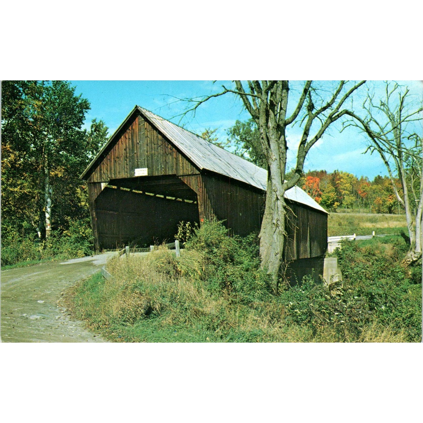 Old Route 4 Bridge Bridgewater Woodstock Vermont Covered Bridge Postcard PC1