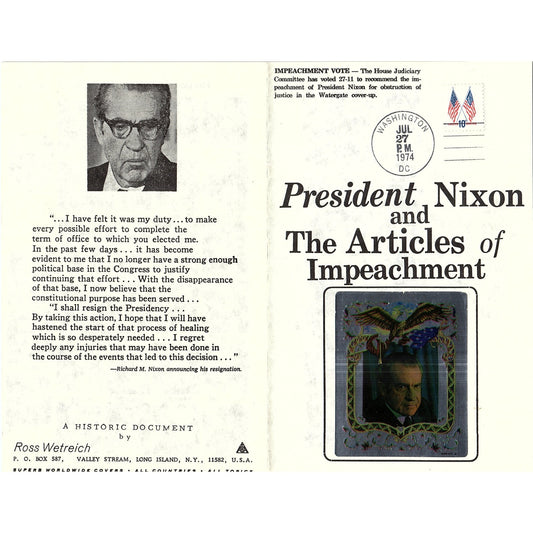 1974 President Nixon and The Articles of Impeachment Watergate Leaflet AF3-10
