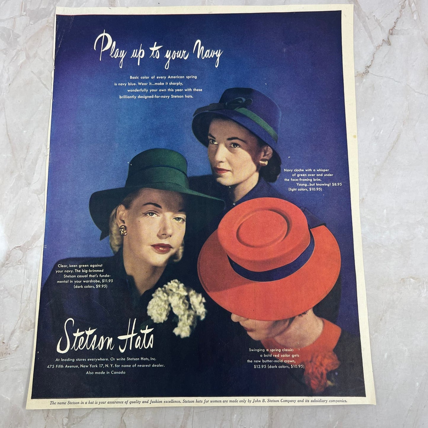 Ladies Stetson Hats 9x12 Vintage Magazine Advertisement FL6-6