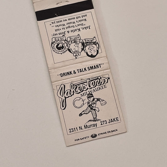 Jakester's Milwaukee Drink & Talk Smart Vintage Matchbook Cover TB6-MB2-2