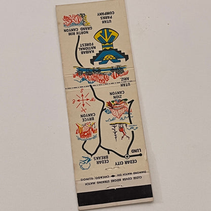 The Utah Parks Co Cedar City Union Pacific RR Vintage Matchbook Cover TB6-MB2-2