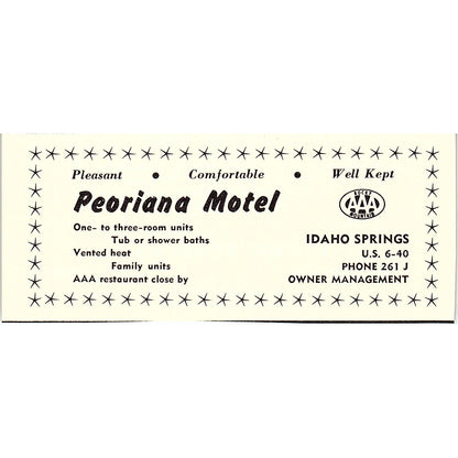 Peoriana Motel Idaho Springs CO 1958 Ad AG1-M2