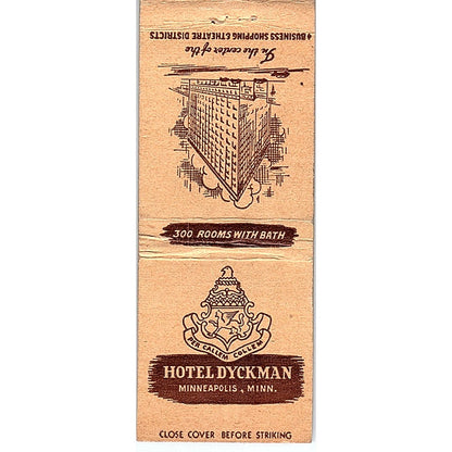 Hotel Dyckman Minneapolis MN Vintage Matchbook Cover SF3-Y9